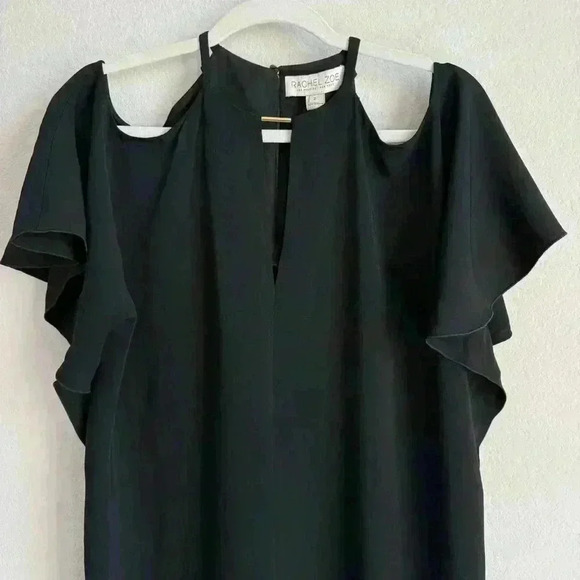 Rachel‎ Zoe Andrea Cold Shoulder Black Mini Shift Dress Women’s Size 2 NWT - Picture 10 of 15